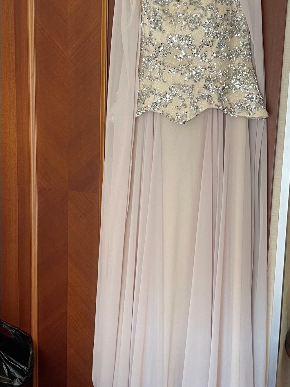 Elegant Beaded Pale Pink Evening Dress